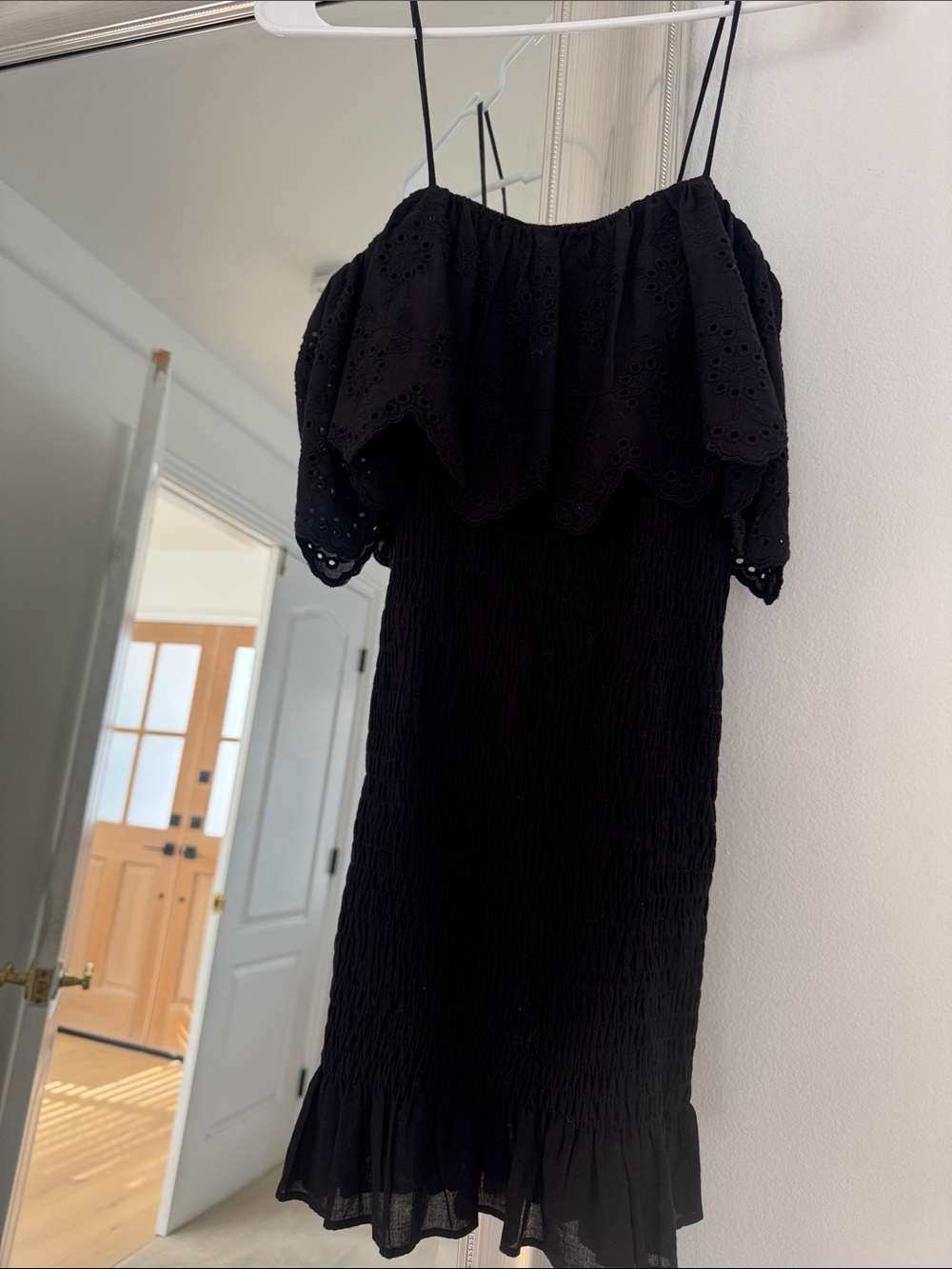 Zara Black Eyelet Ruffle Mini Dress